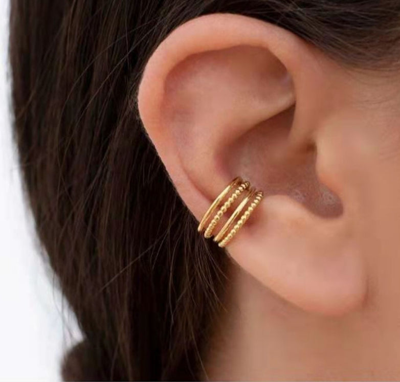 18k Gold Plated 4 Layered Band Ear Cuff - Vega