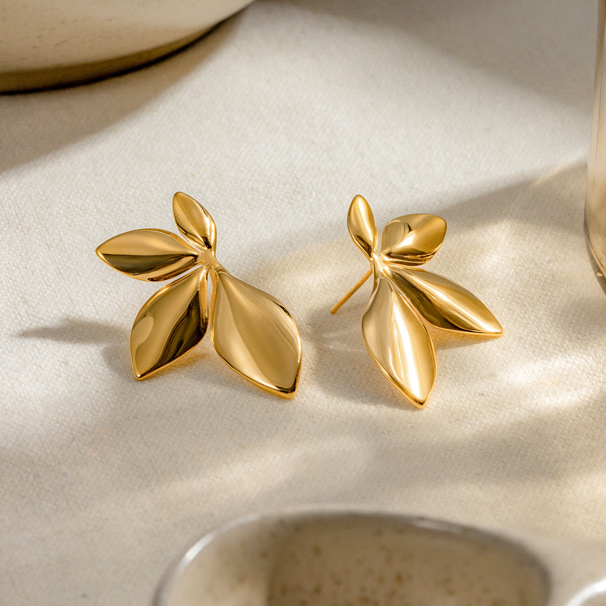 18k Gold Plated Golden Flora Stud Earrings - Iris