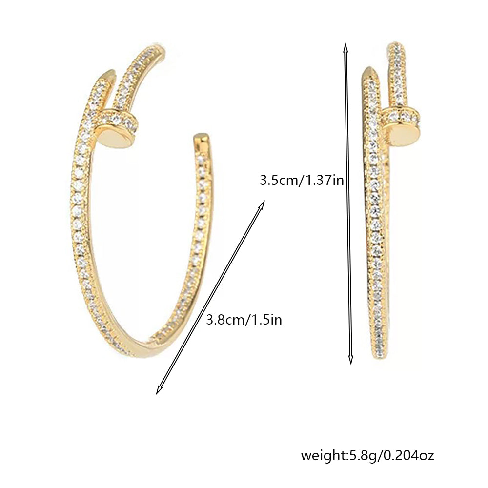 Lilyah Jewelry Gold Plated Zircon Diamond Adjustable Hoop Earring . Stunning and elegant. Gift for her