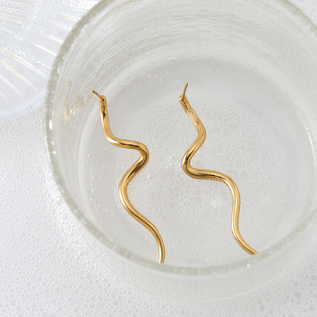16k Gold Plated Squiggle Drop Earrings - Zara