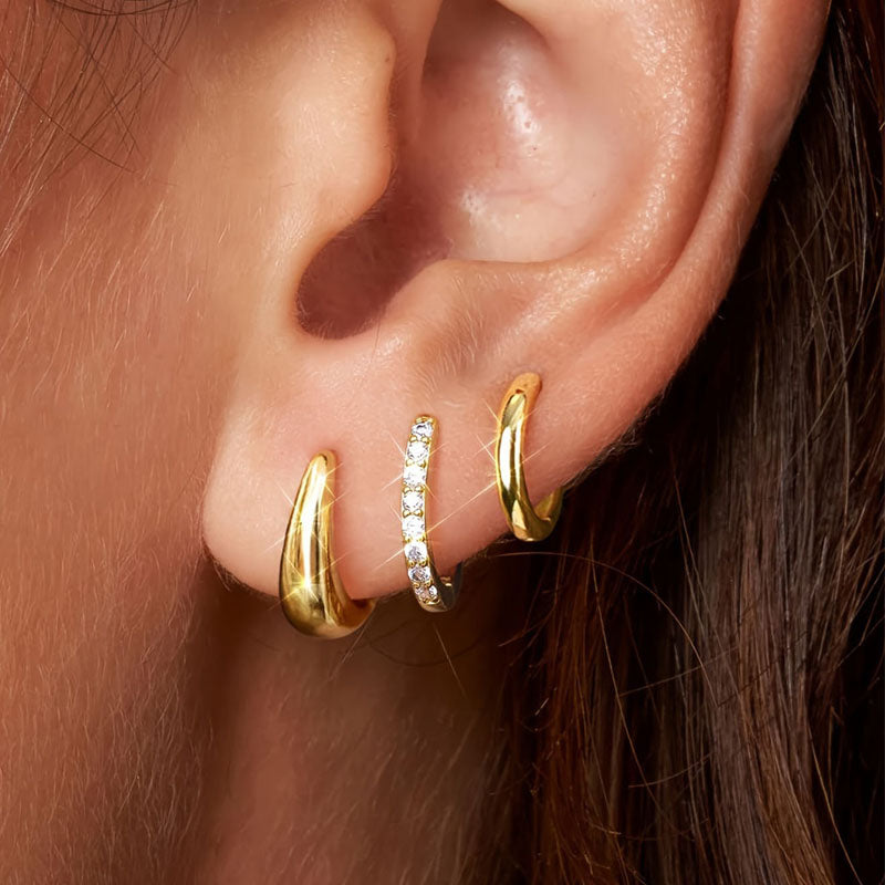 Trinity - 14k Gold Plated Triple Hoop Earring Set