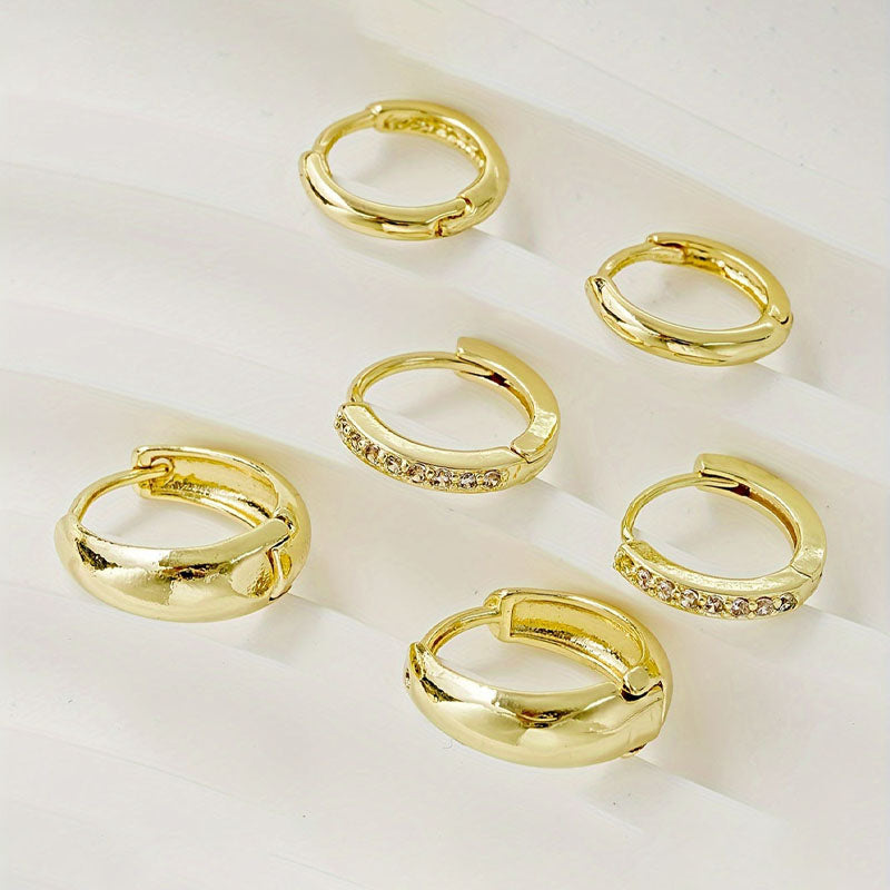 Trinity - 14k Gold Plated Triple Hoop Earring Set