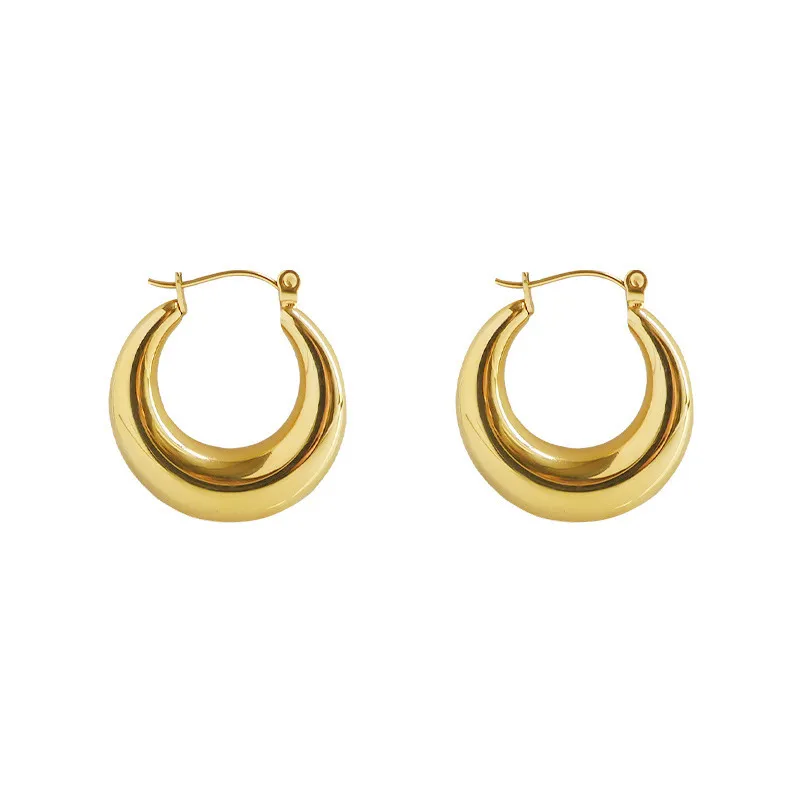 18k Gold Plated Chunky Hoop Earrings - Freya