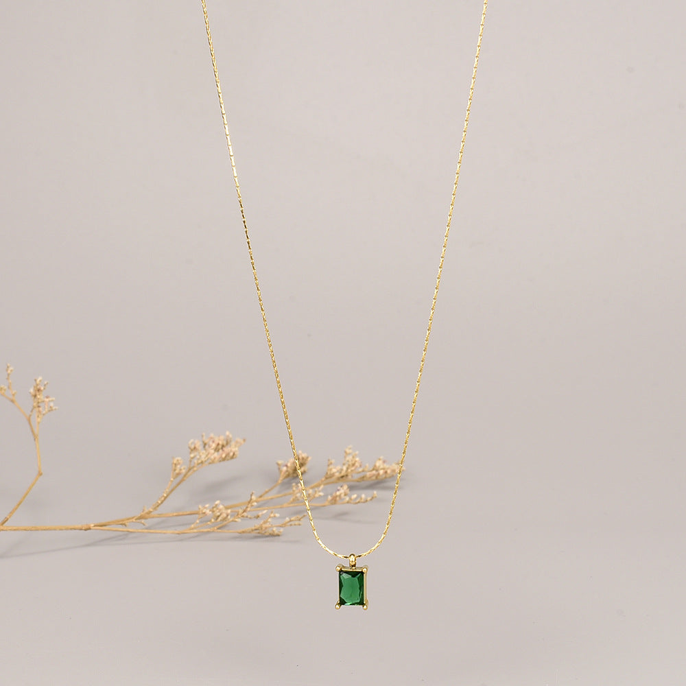 18k Gold Plated Princess Cut Pendant Necklace | Lvzuan - Zuana