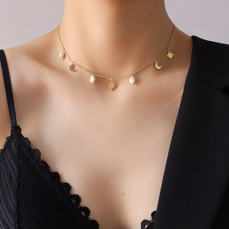 18k Gold Plated Dainty Celestial Necklace - Celeste