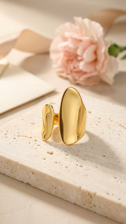 14k Gold Plated Asymmetrical Open Ring - Sable