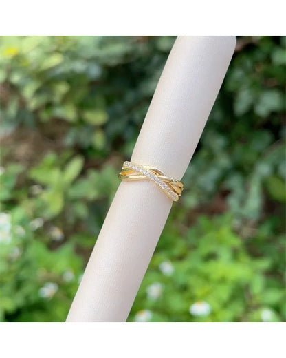 Lilyah Jewelry Gold Plated Zircon Diamond Ring. adjustable promise ring. accents of gold and diamonds