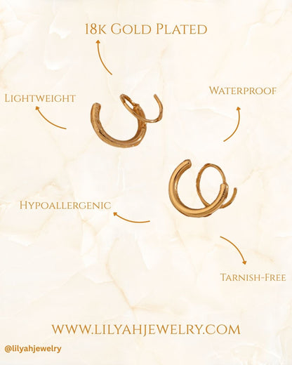 18k Gold Plated Spiral Hoop Earrings - Athena