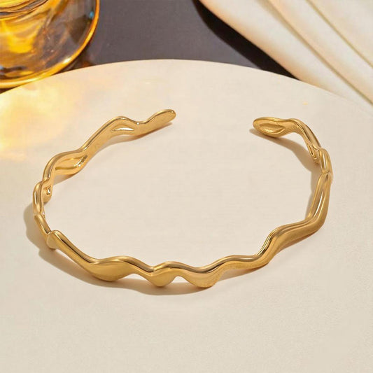 Waves 18k Gold Plated Cuff Bracelet