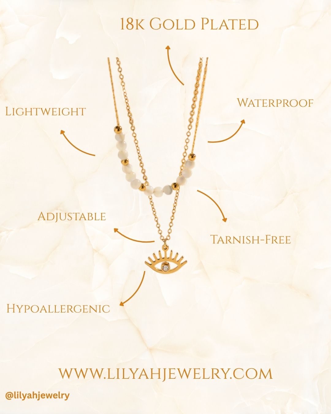 18k Gold Plated Evil Eye Double Layer Necklace - Nazar Na Lage