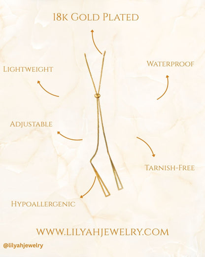 18k Gold Plated Everyday Gold Adjustable Y-Necklace - Alina