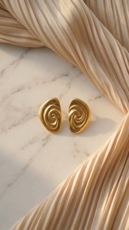18k Gold Plated Swirl Whirlwind Earrings - Maia