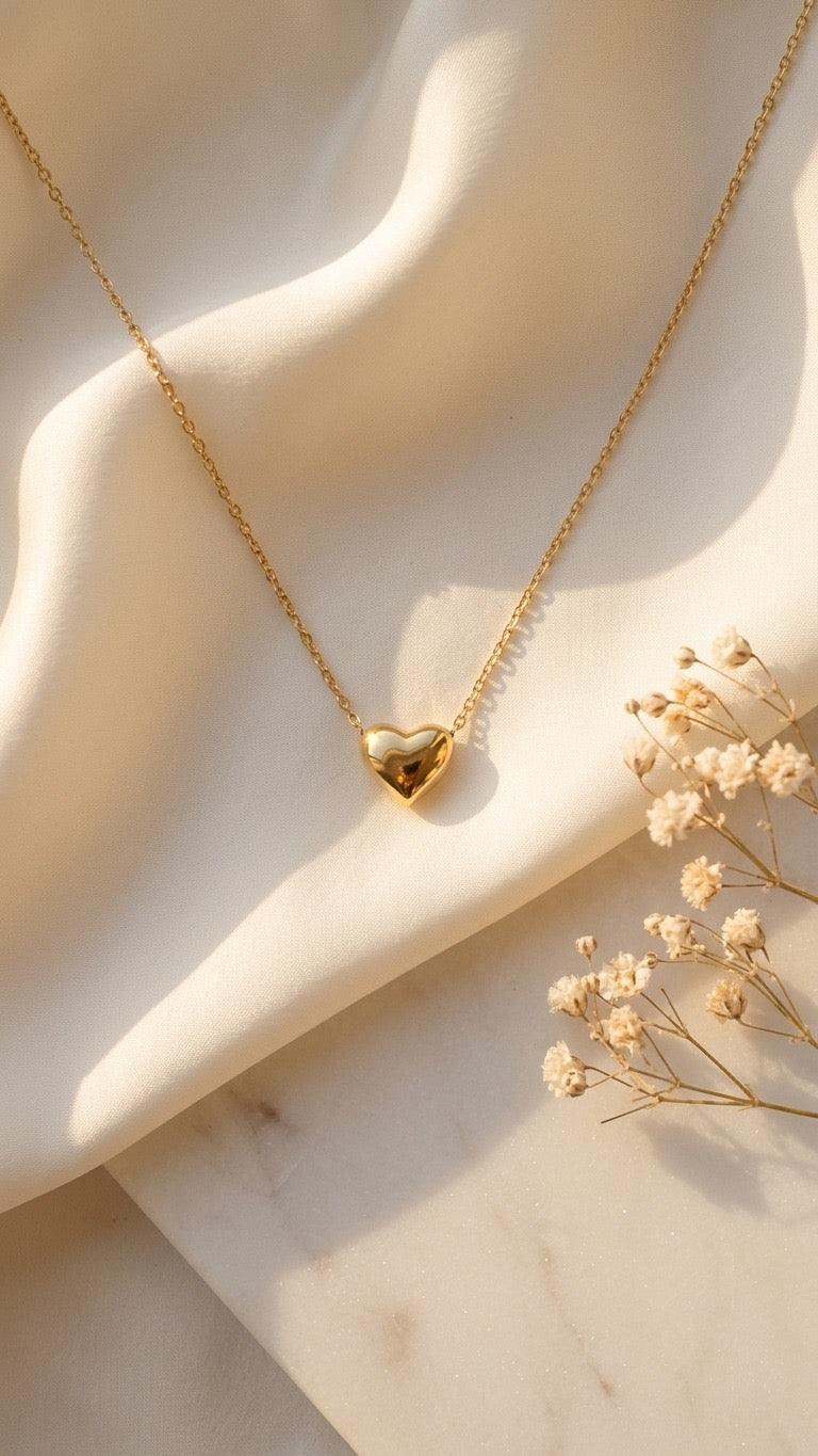 18k Gold Plated Secret Golden Heart Necklace | Minimalistic Pendant - Golden Heart