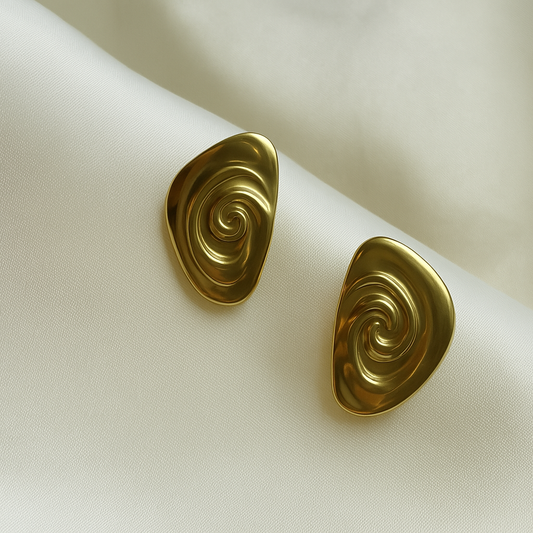 18k Gold Plated Swirl Whirlwind Earrings - Maia