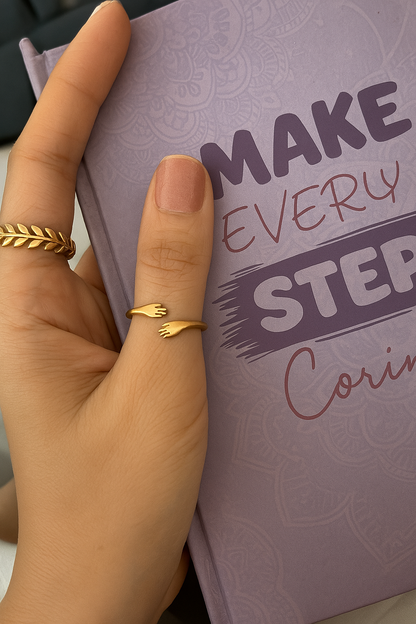 Lilyah Jewelry Gold Plated Ring . Stunning, minimalistic, adjustable, elegant and statement ring. Gift idea for her. hug ring