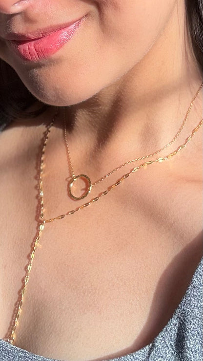 14K Gold Plated Multi-Layer Circle Pendant Tassel Necklace - Y Solstice