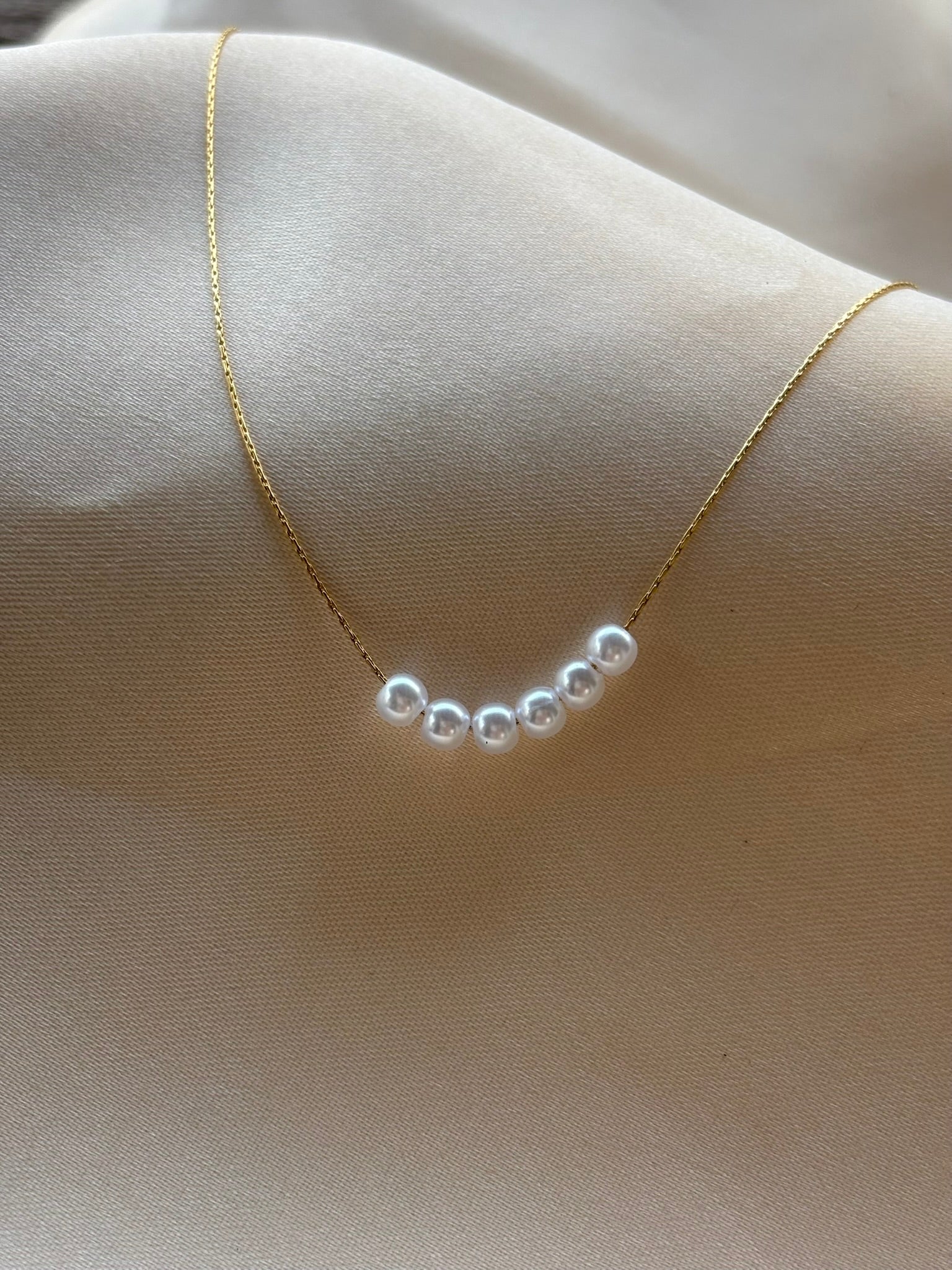 Lilyah Jewelry Gold Plated Necklace. Gift Ideas for her. A stunning necklace with 6 shining pearls.