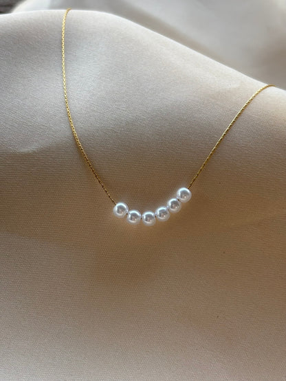 Lilyah Jewelry Gold Plated Necklace. Gift Ideas for her. A stunning necklace with 6 shining pearls.