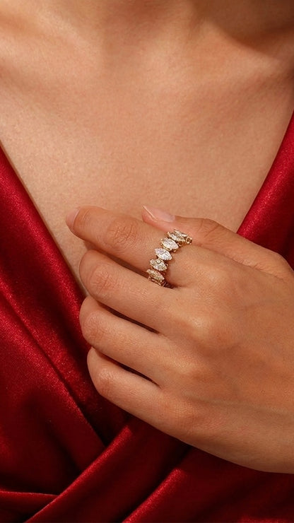 18K Gold Plated Marquise Zircon Statement Adjustable Ring