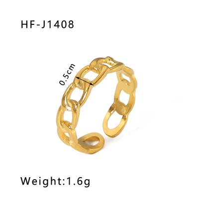 Chain link open ring. Lilyah Jewelry Gold Plated Ring . Stunning, minimalistic, adjustable, elegant and statement ring. Gift idea for her.