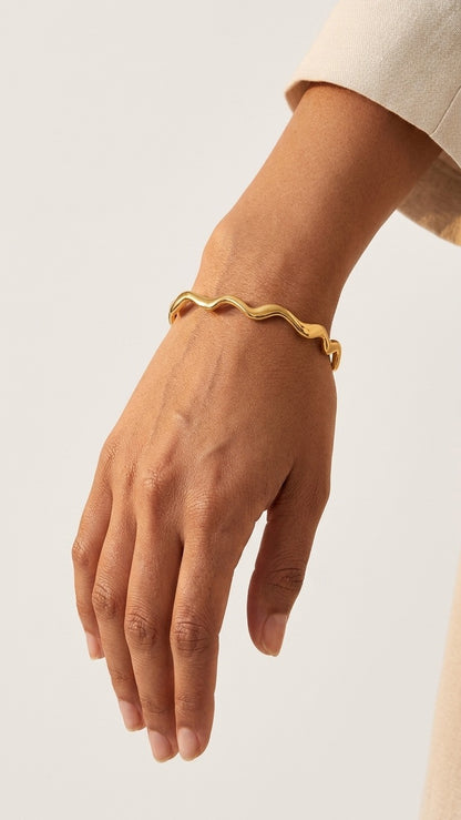 Waves 18k Gold Plated Cuff Bracelet