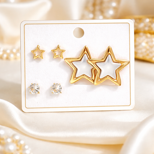 Star Earring Set - Gold Plated Earrings
