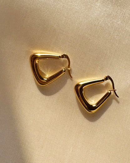 18k Gold Plated Triangular Hoop Earrings - Vedo