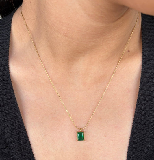 18k Gold Plated Princess Cut Pendant Necklace | Lvzuan - Zuana