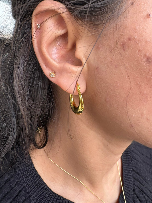 18k Gold Plated Chunky Hoop Earrings - Freya