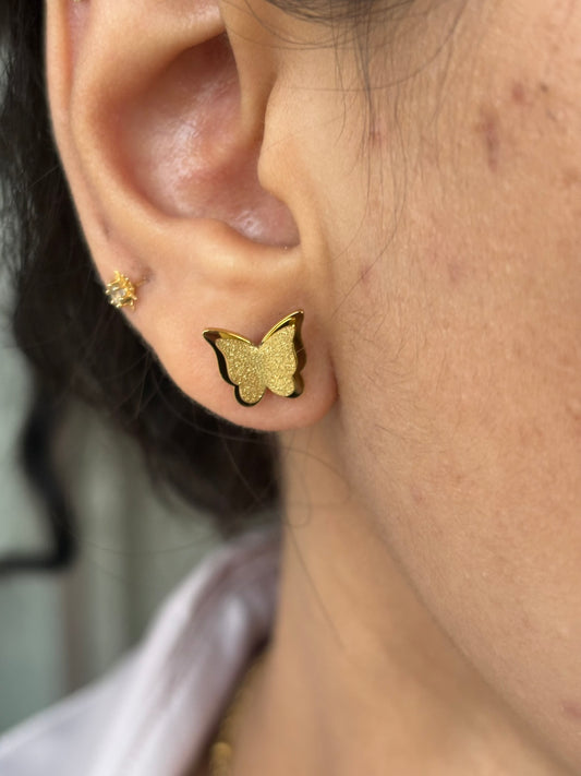 18k Gold Plated Butterfly Stud Earrings - Aurelia