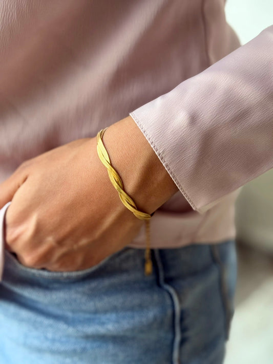 18k Gold Plated Twisted Snake Chain Bracelet - Viperis