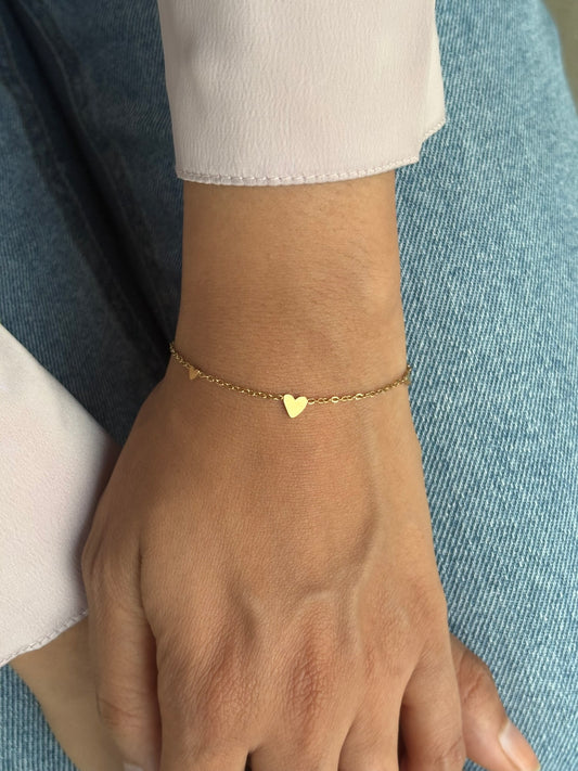 18k Gold Plated Heart Heart Link Bracelet - Amalfi