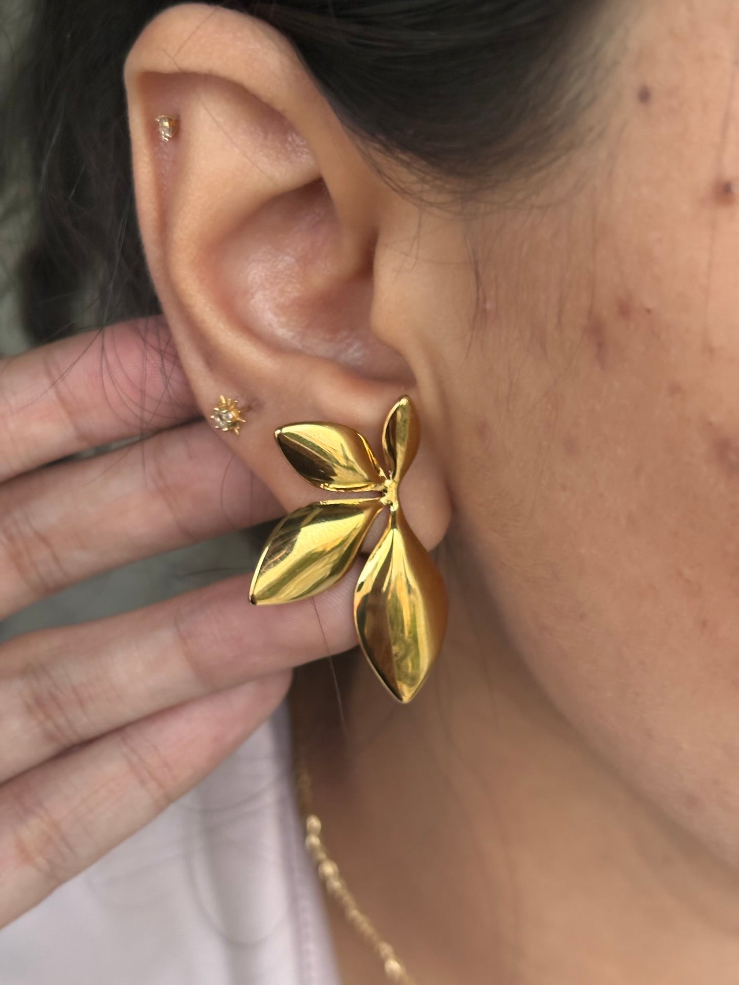 18k Gold Plated Golden  Flora Stud Earrings - Iris