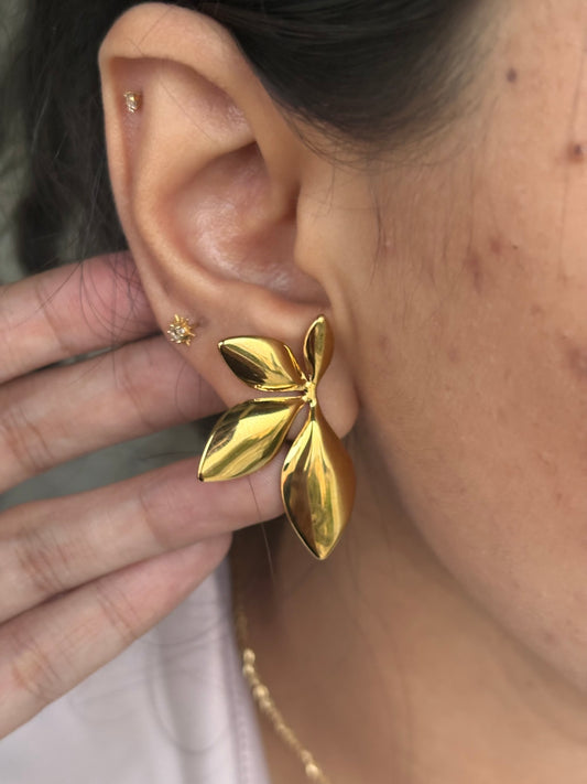18k Gold Plated Golden  Flora Stud Earrings - Iris