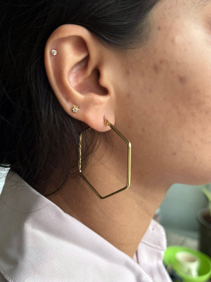 Hexagon shape earring. Lilyah Jewelry Gold Plated Earring. Gift Ideas for her.