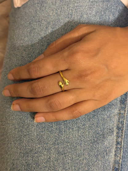 the hug ring . Lilyah Jewelry Gold Plated Ring . Stunning, minimalistic, adjustable, elegant and statement ring. Gift idea for her.