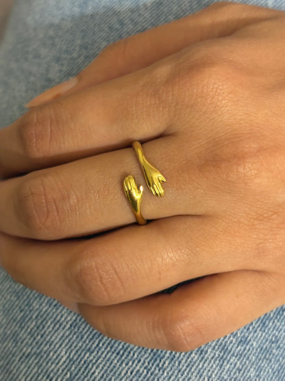 Lilyah Jewelry Gold Plated Ring . Stunning, minimalistic, adjustable, elegant and statement ring. Gift idea for her. Hug Ring