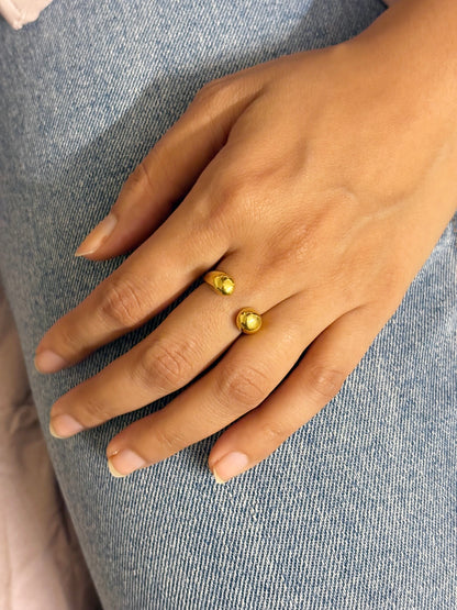 Lilyah Jewelry Gold Plated Ring . Stunning, minimalistic, adjustable, elegant and statement ring. Gift idea for her.