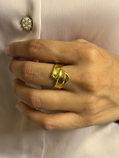Lilyah Jewelry Gold Plated Ring . Stunning, minimalistic, adjustable, elegant and statement ring. Gift idea for her.