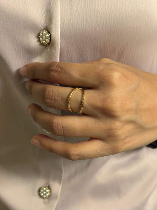 18k Gold Plated Golden Duo Open Ring - Solara