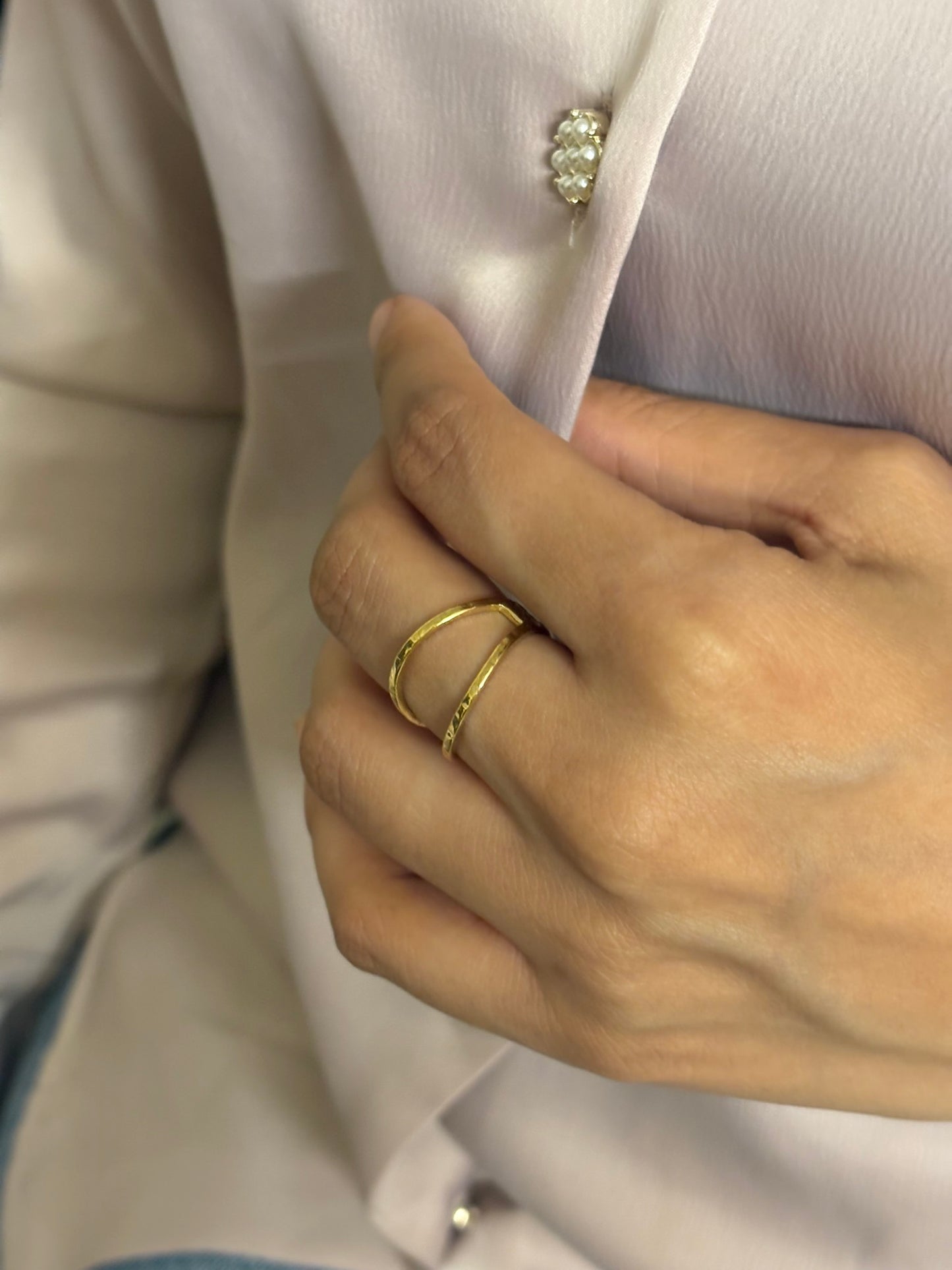 18k Gold Plated Golden Duo Open Ring - Solara