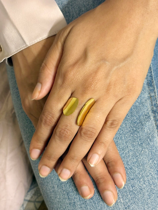 14k Gold Plated Asymmetrical Open Ring - Sable