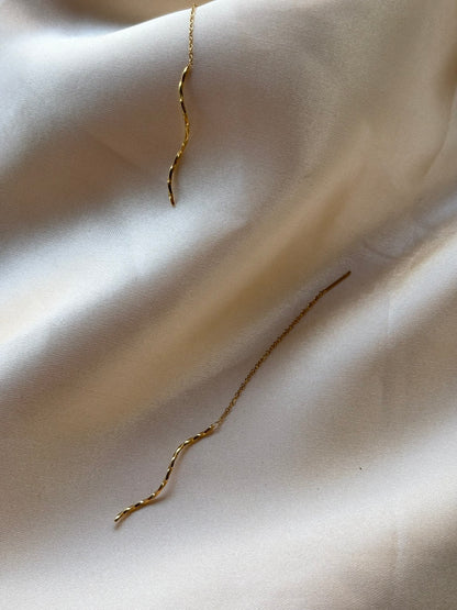 18k Gold Plated Wiggle Chain Earrings - Sieno