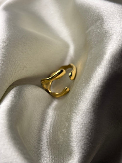 Lilyah Jewelry Gold Plated Ring . Stunning, minimalistic, adjustable, elegant and statement ring. Gift idea for her.