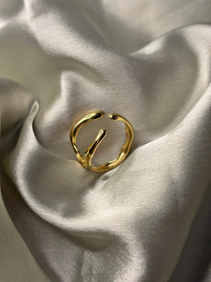 Lilyah Jewelry Gold Plated Ring . Stunning, minimalistic, adjustable, elegant and statement ring. Gift idea for her.