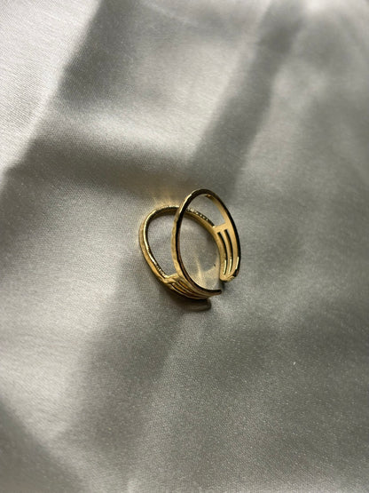 Lilyah Jewelry Gold Plated Ring . Stunning, minimalistic, adjustable, elegant and statement ring. Gift idea for her.