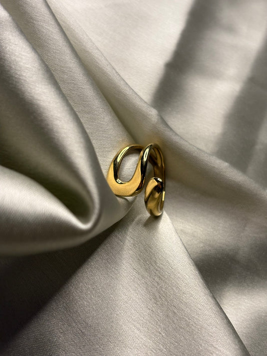 18k Gold Plated Golden Loop Open Ring - Circe