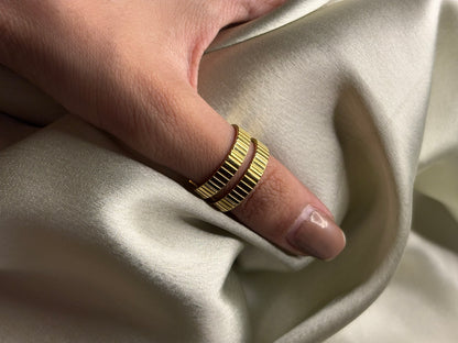 Two bands Lilyah Jewelry Gold Plated Ring . Stunning, minimalistic, elegant and statement ring. Gift idea for her.