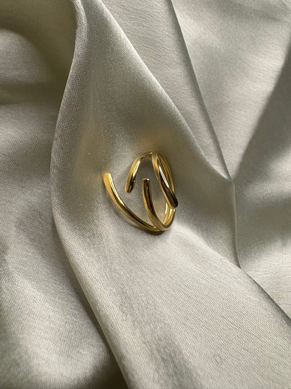 Lilyah Jewelry Gold Plated Ring . Stunning, minimalistic, adjustable, elegant and statement ring. Gift idea for her.