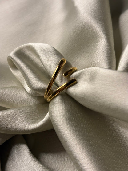 Lilyah Jewelry Gold Plated Ring . Stunning, minimalistic, adjustable, elegant and statement ring. Gift idea for her.